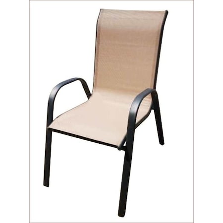 Sling Stack Chair, 2165 In W, 27 In D, 3582 In H, Polyester, 2 Tone Tan